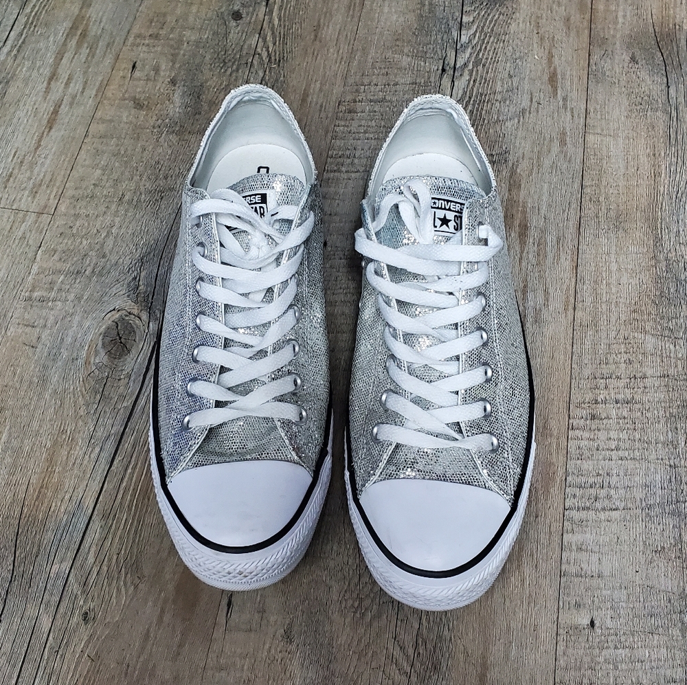 Silver glitter converse shoes women's size 12